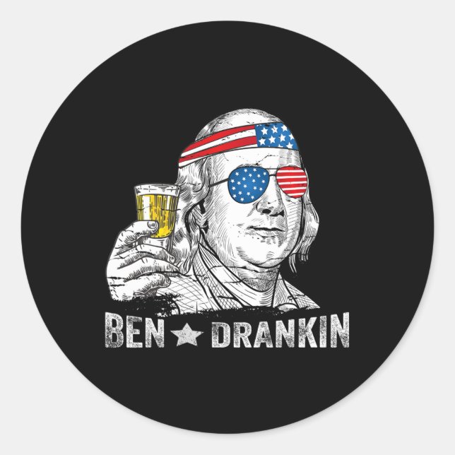 Adesivo Redondo Ben Drankin - Cerveja do Bebendo Benjamin Franklin (Frente)