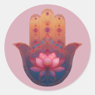 Adesivo Redondo Bênção do Lótus Mão Hamsa