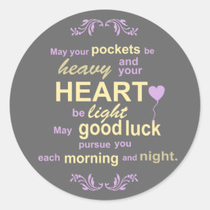 Adesivo Redondo Bênção irlandesa da tipografia contemporânea nas
