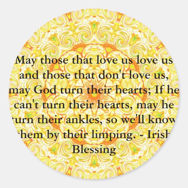 Adesivo Redondo Bênção irlandesa humorística da IRLANDA (Frente)