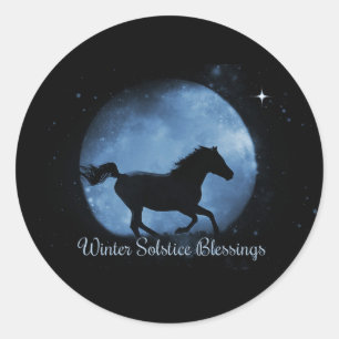 Adesivo Redondo Bênçãos de solstício para cavalos e luas