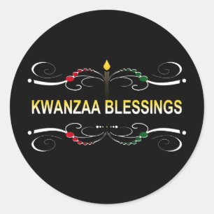 Adesivo Redondo bênçãos kwanzaa sofisticadas
