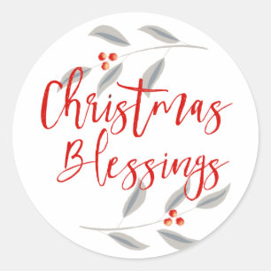 Adesivo Redondo Bênçãos minimalistas do Natal das folhas & das