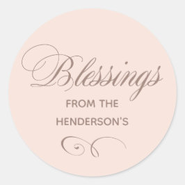 Adesivo Redondo Bênçãos Personalizadas Rosa Peachy