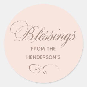 Adesivo Redondo Bênçãos Personalizadas Rosa Peachy