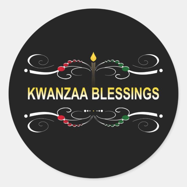 Adesivo Redondo bênçãos sofisticadas de kwanzaa (Frente)