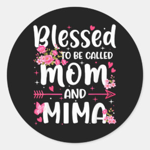 Adesivo Redondo Bendita por ser chamada de Mãe e Mima Floral Mulhe