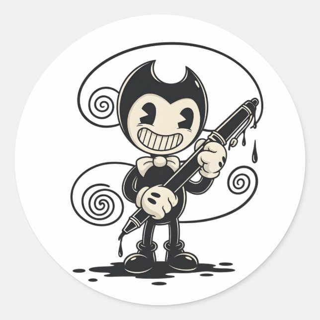 Adesivo Redondo Bendy Sticker | Bendy and the Ink Machine Vinyl Ch (Frente)