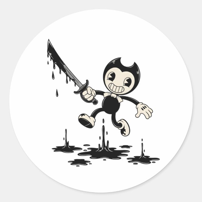 Adesivo Redondo Bendy Sticker | Bendy and the Ink Machine Vinyl Ch (Frente)