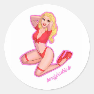 Adesivo Redondo BendyBarbie Cartoon Stickers