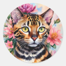 Bengal Cat Floral Art