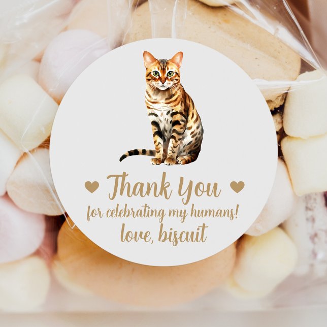 Adesivo Redondo Bengal Cat Wedding Favor Stickers (Criador carregado)