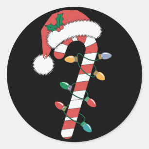 Adesivo Redondo Bengala de Natal Doce Papai Noel Natal Miúdos