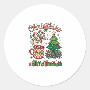 Adesivo Redondo Bengalas de Natal Cacau Caos Árvore Caneca Present