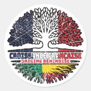 Adesivo Redondo Benin Beninese França Francesa Rota Bandeira