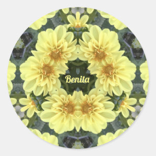 ADESIVO REDONDO BENITA ~ PÁSCOA DAHLIAS AMARELO AMARELO ~