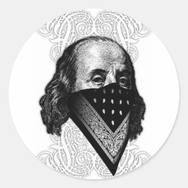 Adesivo Redondo Benjamin Franklin Sticker (Frente)