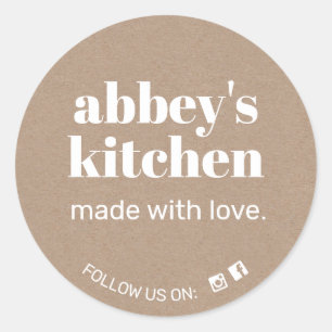 Adesivo Redondo Bens De Casamento Adicionam Seu Logotipo Kraft