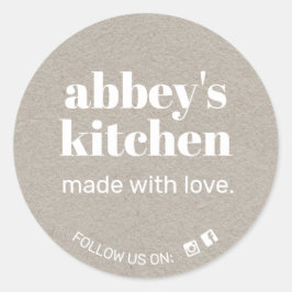 Adesivo Redondo Bens De Casca Adicionam Sua Cinza De Logotipo Kraf