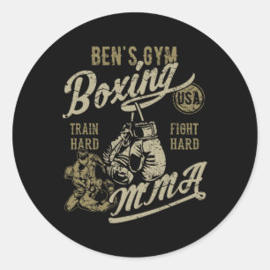 Adesivo Redondo Ben's Gym Boxing Mma Retro Design pelo nome Ben