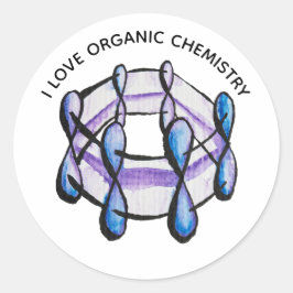 Adesivo Redondo Benzene Molecule Love Chemistry