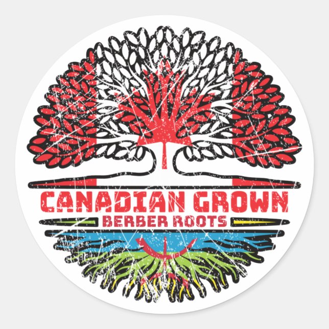 Adesivo Redondo Berber Amazigh Canada Tree Roots Flag (Frente)