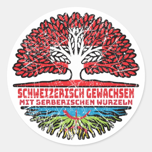 Adesivo Redondo Berberisch Schweizer Schweiz Baum Wurzel (Frente)