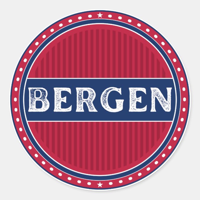 Adesivo Redondo Bergen City Pride Emblem – Norwegian Identity (Frente)