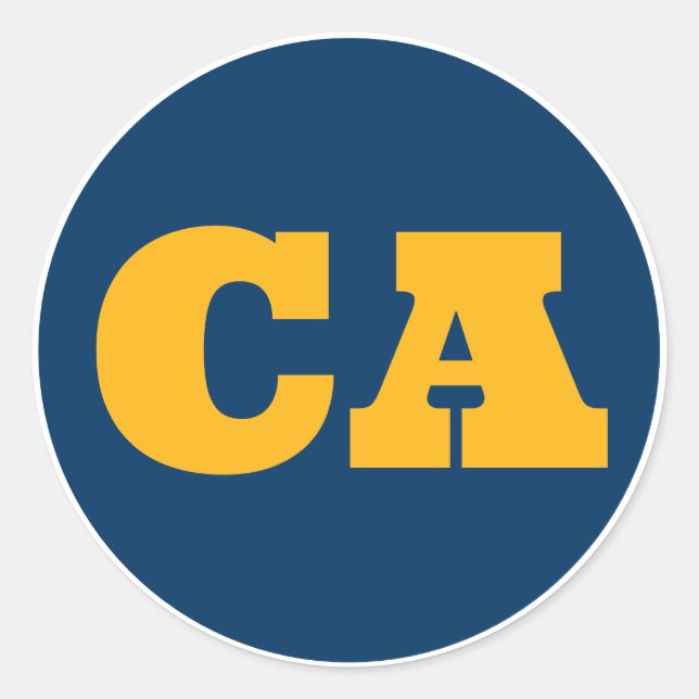Adesivo Redondo Berkeley (CA) - Azul x Dourado x Branco (Frente)