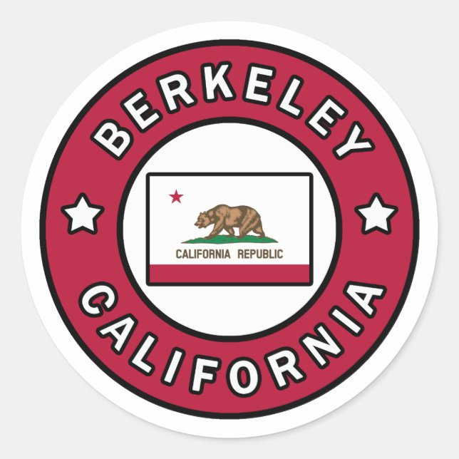 Adesivo Redondo Berkeley Califórnia (Frente)
