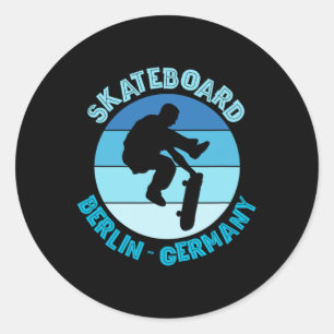 Adesivo Redondo Berlim Alemanha Skatista Urna Skate