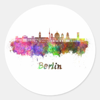 Adesivo Redondo Berlin V2 skyline in watercolor