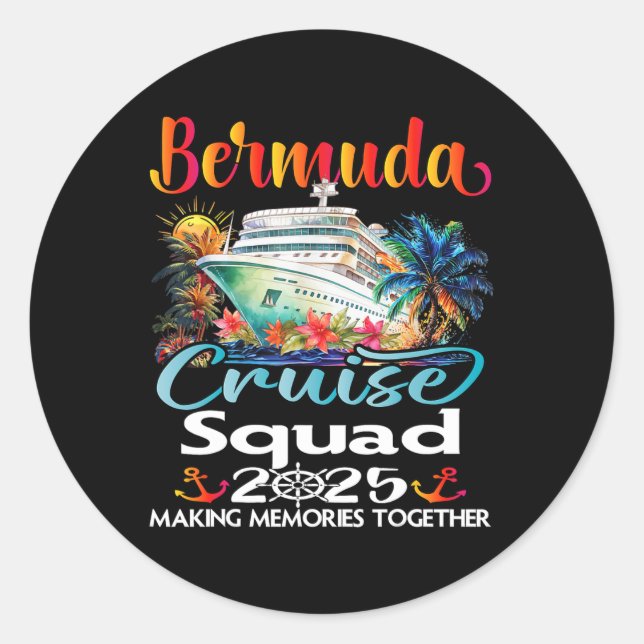Adesivo Redondo Bermuda Cruise Squad 2025 Família Amiga Bermuda Cr (Frente)