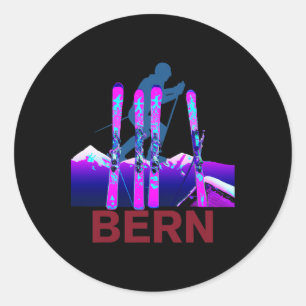 Adesivo Redondo Bern Skiing e Snowboard Retro 90s Bern Ski