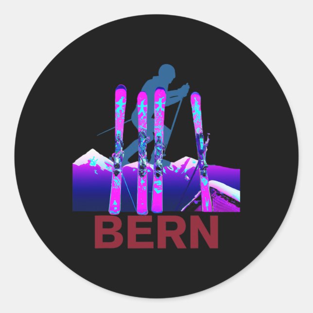Adesivo Redondo Bern Skiing e Snowboard Retro 90s Bern Ski (Frente)