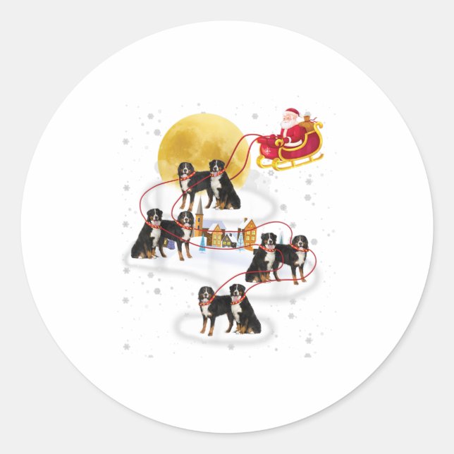Adesivo Redondo Bernese Mountain Dog Christma (Frente)