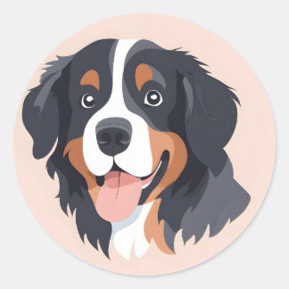 Adesivo Redondo Bernese Mountain Dog Face Sticker