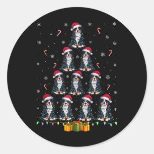 Adesivo Redondo Bernese Mountain Dog Santa Hat Natal Luz Natal