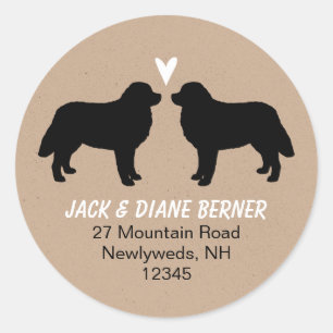 Adesivo Redondo Bernese Mountain Dog Silhouettes Endereço de Devol