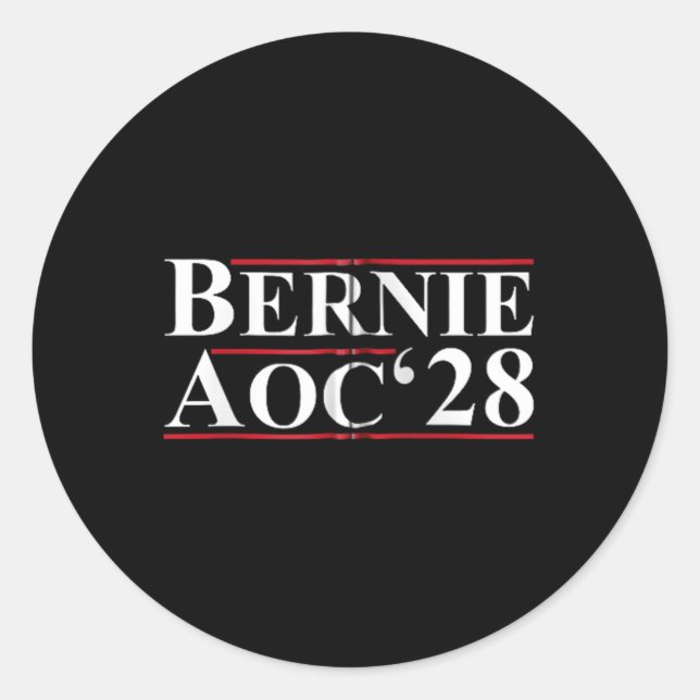 Adesivo Redondo Bernie Aoc 2028 Bernie Sanders Alexandria Cortez P (Frente)