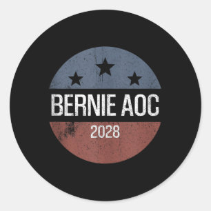 Adesivo Redondo Bernie Aoc 2028 Bernie Sanders Alexandria Cortez P
