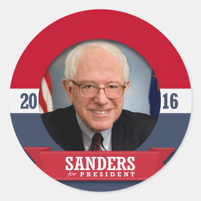 ADESIVO REDONDO BERNIE SANDERS 2016 (Frente)