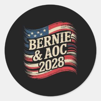 Adesivo Redondo Bernie Sanders E Aoc 2028 Para A Campanha Presiden