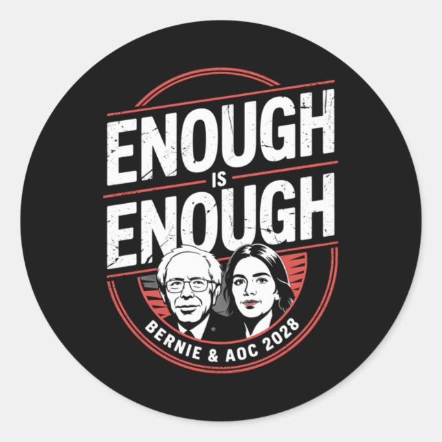 Adesivo Redondo Bernie Sanders E Aoc 2028 Para A Campanha Presiden (Frente)