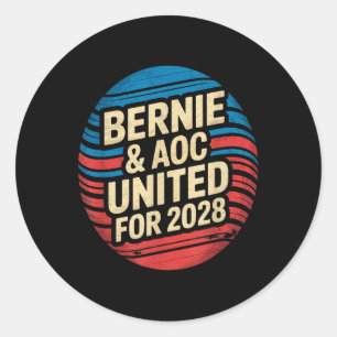 Adesivo Redondo Bernie Sanders E Aoc 2028 Para A Campanha Presiden