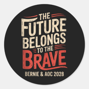 Adesivo Redondo Bernie Sanders E Aoc 2028 Para A Campanha Presiden