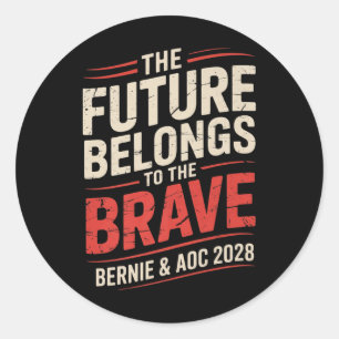 Adesivo Redondo Bernie Sanders E Aoc 2028 Para A Campanha Presiden