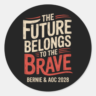 Adesivo Redondo Bernie Sanders E Aoc 2028 Para A Campanha Presiden