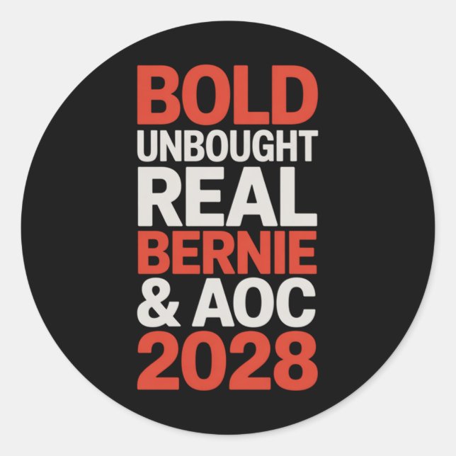 Adesivo Redondo Bernie Sanders E Aoc 2028 Para A Campanha Presiden (Frente)