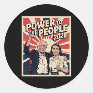 Adesivo Redondo Bernie Sanders E Aoc Campanha Presidencial 2028